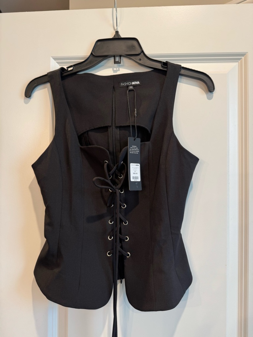 Fashion Nova Black Lace-Up Corset Top with Tag
